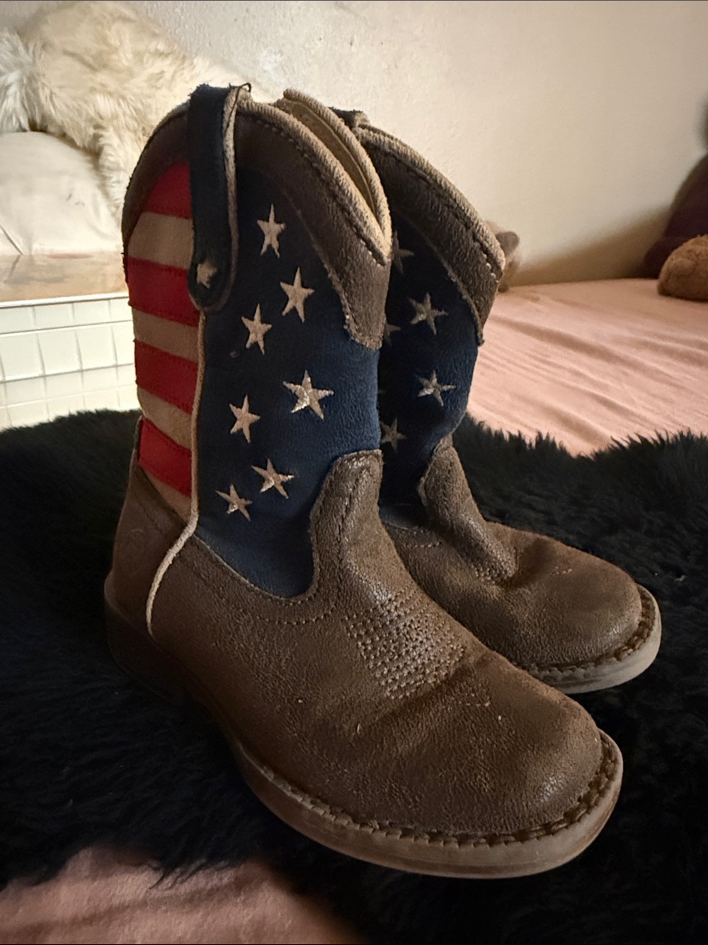 Kids Cowboy Boots with American Flag Stars & Stripes roper size toddler 7